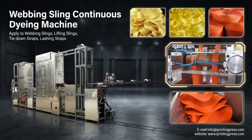 Máquina continua de teñido para correas/eslingas webbing
